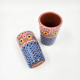 Tequileros de barro capulineado de dos colores - set de 2