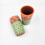 Tequileros de barro capulineado de dos colores - set de 2