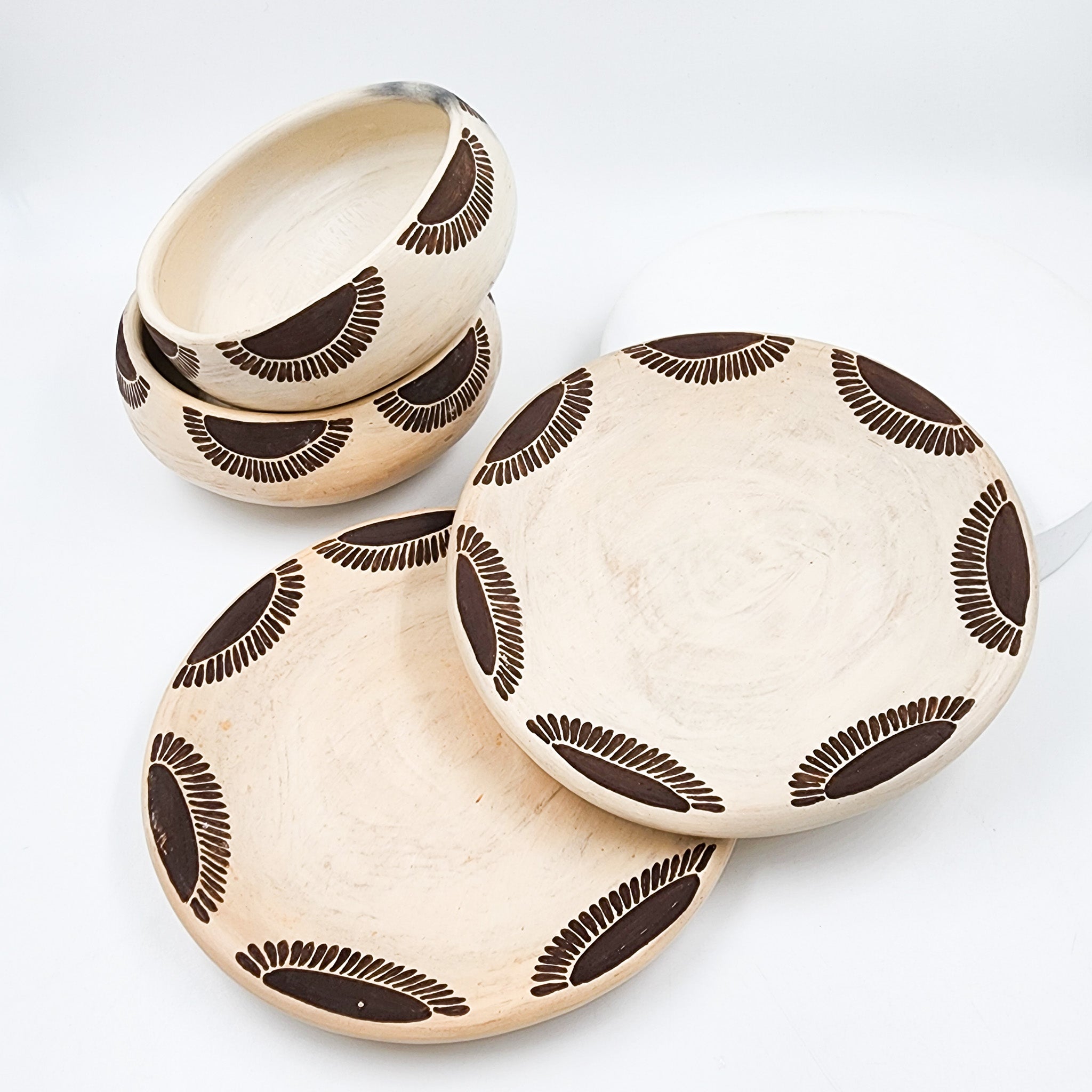 Set 1 plato + 1 bowl de barro