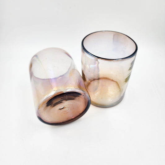Vasos de vidrio soplado iridiscentes -set de 2