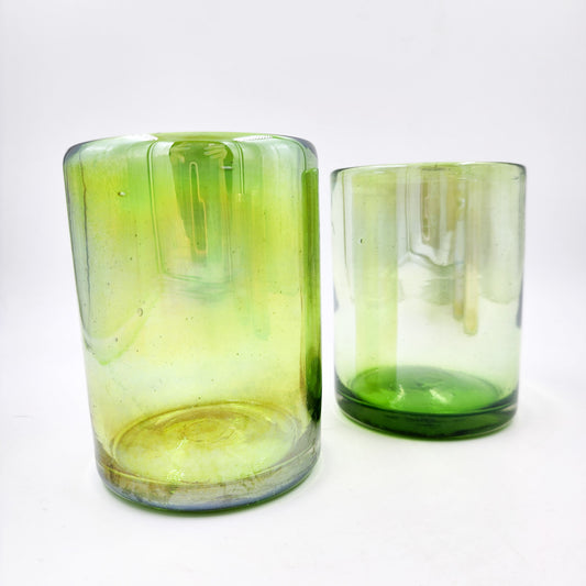 Vasos de vidrio soplado iridiscentes -set de 2